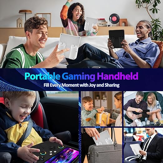 R60MAX Retro Handheld Game Console, 6.0 Inch HD IPS Screen, Retro Gaming Console Built-in 20000+Games, Portable Video Console, Linux System, Retro Game Consoles Ultra-Long Standby Time (White 128GB)