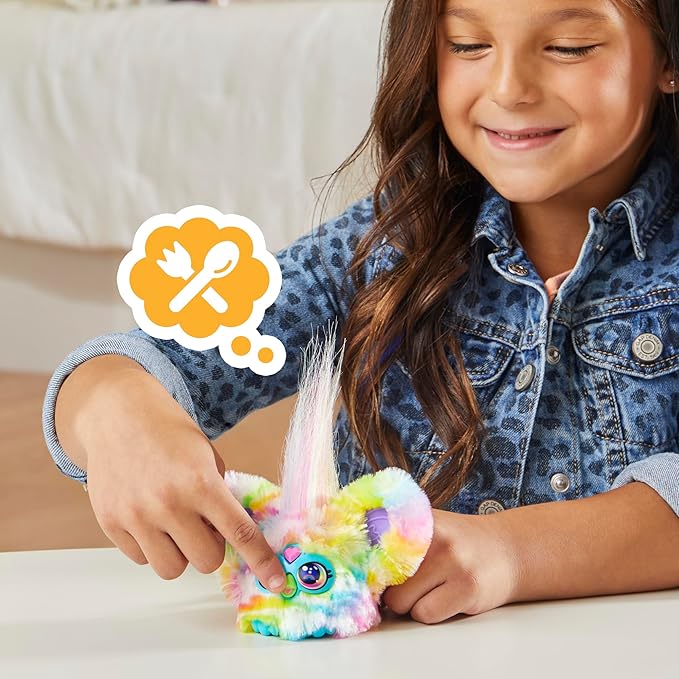 Furby Furblets Zee-Bah Mini Friend, Electronic Plush Toys for Girls & Boys, Rainbow Zebra, Speaks Furbish & Plays Music, Series 5, Back to School Gifts, Ages 6+
