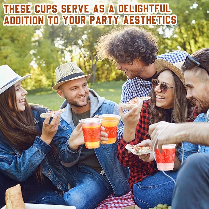 100 Pcs Western Plastic Cups 12 oz Clear Disposable Plastic Cowboy Cowgirl Drinking Cups Bulk for Boho Preppy Baby Shower Birthday Wild West Party Decoration Supplies(Red Bandana,Red)
