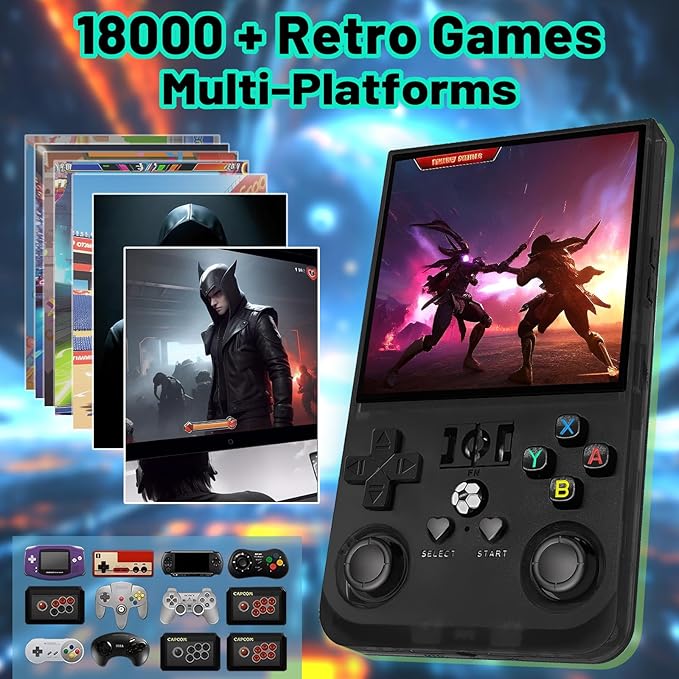 R36s max Retro Gaming Console Handheld Game Console , Game Emulator Handheld Console, 4K HD 4.0" IPS Screen, Preloaded 18,000+ Retro Games Portable Video Games(Black 64GB MAX)