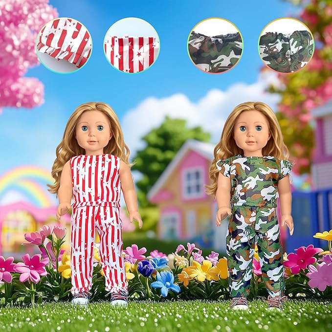 American 18 inch Doll Clothes Accessories-10 Set Doll Outfits for Girl Doll Clothes, Valentine's Toys Gifts for Kids Dressing up
