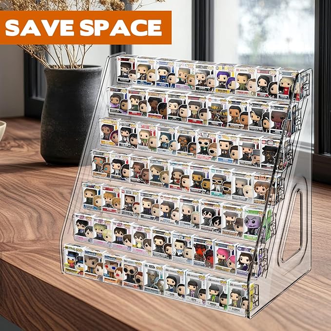7 Layers Clear Display Shelf for Funko Pop, Clear Acrylic Display Case for Bitty Pop, Mini Collectible Toys Display Shelf for Miniature Mini Action Storage Compatible with Bitty Pops Funko