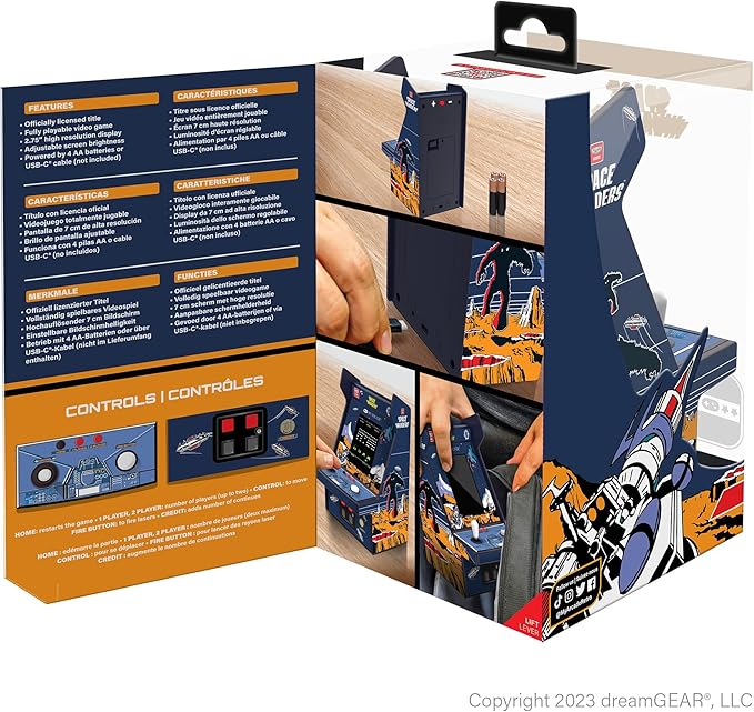 My Arcade Space Invaders Micro Player Pro: Retro Games, 6.75" Mini Arcade Machine, Video Game Collectibles