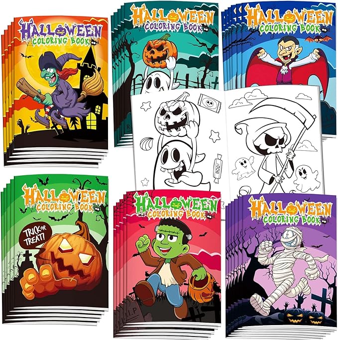 Omgouue 36Pcs Halloween Coloring Books Kids Spooky Cute Halloween Coloring Book for Kids All Ages Indoor Activities at Home Party Favors Gift Supplies