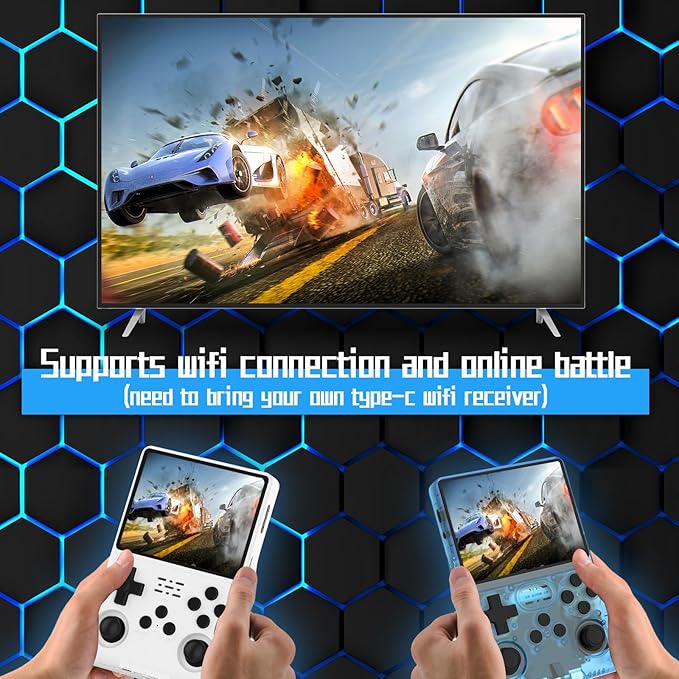 FHYRGF[30000 in 1] R40S PRO Handheld Game Console 3.5 inch IPS Screen Mini Retro Console 3800mAh Portable Pocket Arcade 12+ Mainstream Emulator 256G TF Card Transparent.(White)
