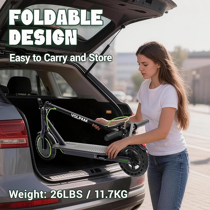 VOLPAM Electric Scooter, 350W/500W Powerful Motor, 8.5"/10" Solid Tires, 19/21Mph, 28/23/21/16 Miles Max Range, Dual Braking