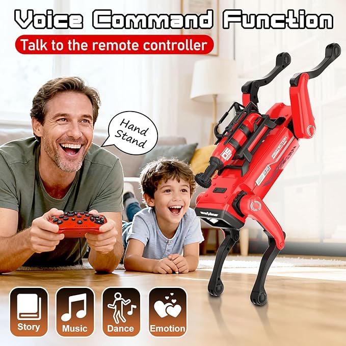 Fireman Robot Dog - Interactive STEM Pet with Voice Control, 30+ Actions & Remot contol, Durable Design for Kids Age 6+（Red）