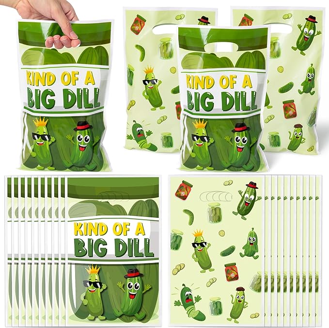 Funny Pickle Party Favor Bags - 50Pcs Kind of a Big Deal Cucumber Goody Candy Treat Bags, Interesting Vegetable Themed Party Decorations for Adults Kids Birthday Fruit Vegetable Events Supplies