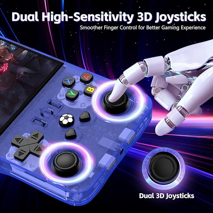 R36MAX Retro Handheld Game Console, Portable Retro Gaming Console 4.0'' IPS HD Screen and Linux System, Support 30+ Emulator and 64GB TF Card Video Game Consoles, 4000mAh Battery (Blue 64GB)