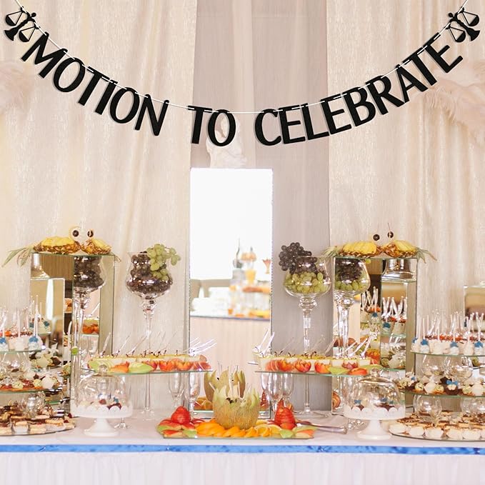 Motion to Celebrate Banner - Future Lawyer, Born to Argue, Class of 2025 Law School Graduation Party Decorations Black Glitter