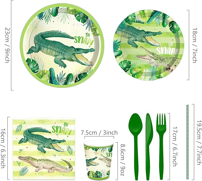 116 Ps Crocodile Party Supplies 16 Guests Crocodile Party Decorations Including Crocodiles Partys Paper Plates Dinner Plates Napkins Cups Set