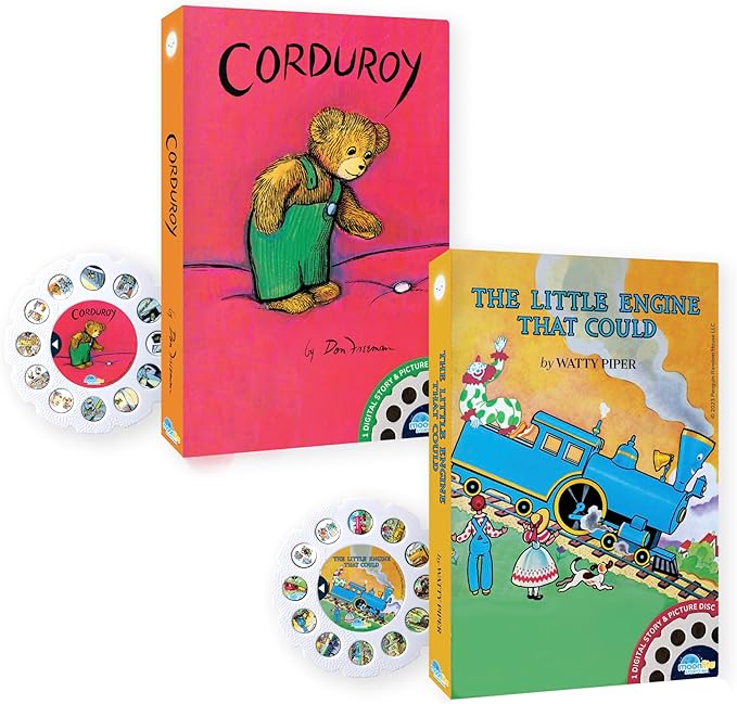 Moonlite Storytime 2-Story Bundle, Requires Moonlite Projector (Sold Separately), The Little Engine That Could and Corduroy, Vibrant Storybook Art Projections with Sound Effects & Music