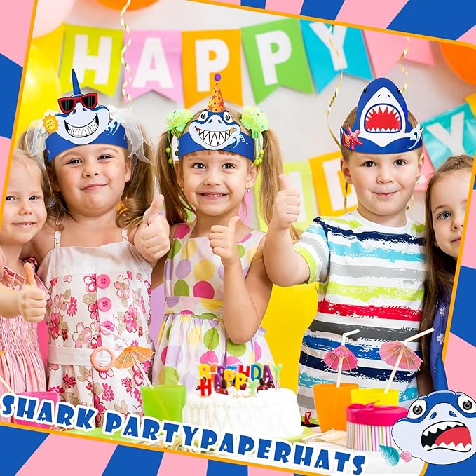24 Pcs Party Hats for Kids Paper Headbands Crown for Boys Girls, Birthday Party Decoration Favors