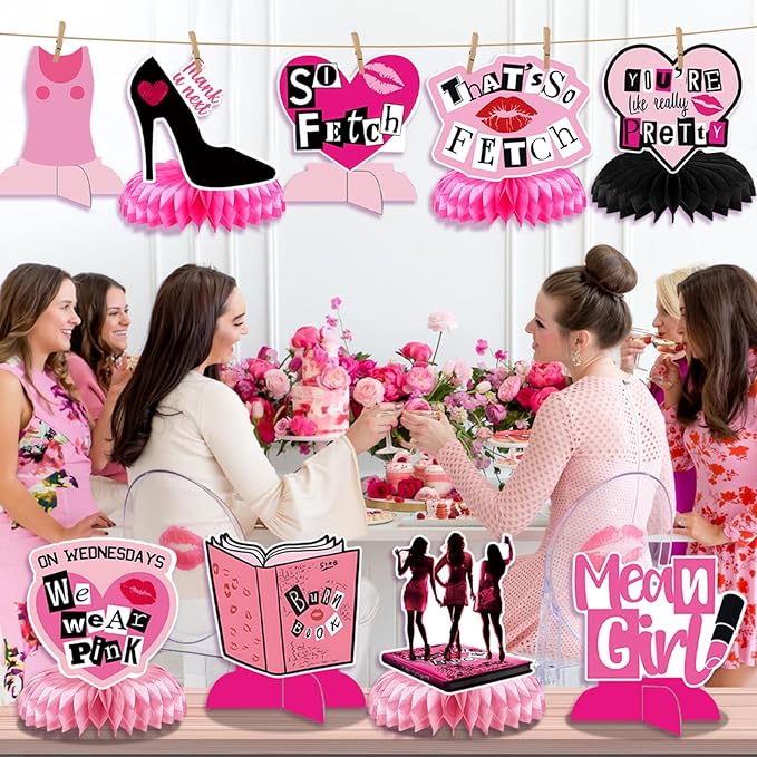 Pink Girls Centerpieces for Table Popular Girl Party Table Decorations Burn Book Pink Girls Birthday Decorations
