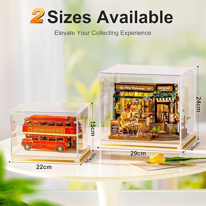 Rolife Dust Cover for DIY Miniature House, 8.8 x 7.6 x 6.1 Inches Clear Acrylic Display Case for Specific Mini Dollhouse Kits, Transparent Protective Showcase for Collectibles & Action Figures
