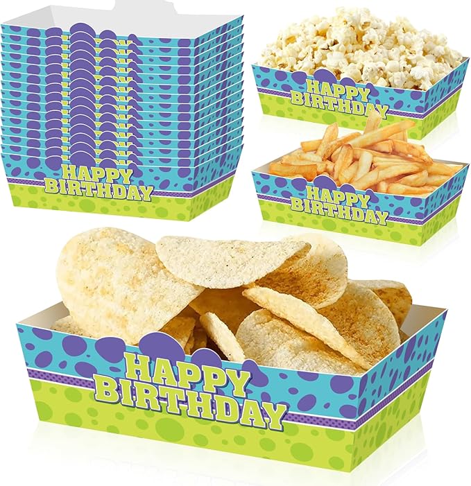 25Pcs Monster Disposable Paper Food Trays for Monster Theme Birthday Party Supplies Baby Shower Decorations