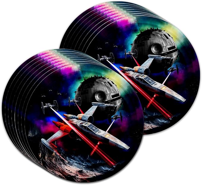 May the Fourth Star Space Wars Birthday Party Supplies Tableware Set Includes Plates Napkins Cups - Kit for 16