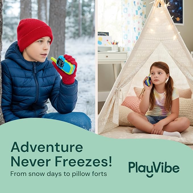 Playvibe Walkie Talkies for Kids 2 Pack - Long Range 2 Way Radio Toy for 3-12 Year Old Boys & Girls, 22 Channels with Flashlight, Outdoor Camping & Hiking Gear, Gender Neutral Christmas Birthday Gifts