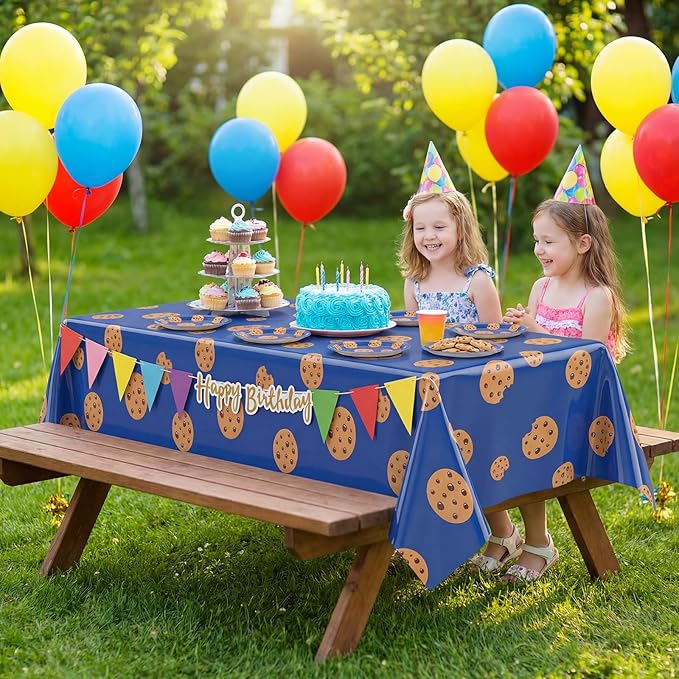 Oudain 2 Sheets Street Theme Birthday Party Decorations Cookie and Star Tablecloth 54 x 108 Inch Plastic Table Covers for Birthday Party Supplies