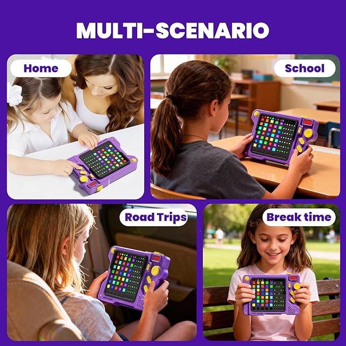 Super Decoder Game, 4-in-1 Code-Breaking Puzzle Game, Handheld Games for Kids and Adults, Birthday Gift for Boys and Girls, Travel Games for Road Trip (Purple)