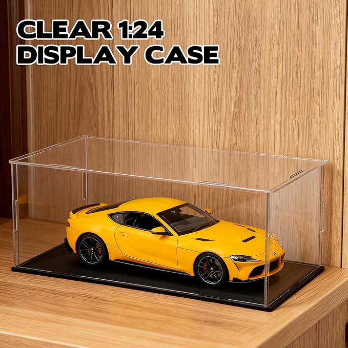 Acrylic Model Car Display Case 1: 24 Scale with Black Base Clear Model Car Storage Case Diecast Display Boxes Vehicle Model Car Case Dustproof Showcase for Collectibles Memorabilia Toy Storage