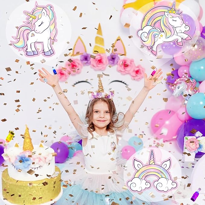24PCS Unicorn Party Favors-LED Finger Lights：Glow-in-the-Dark Light-Up Toys Bulk for Kids,Unicorn Theme Birthday Party Decorations Supplies, Kids' Party Goodie Bags, Classroom Prizes, Fun Gifts