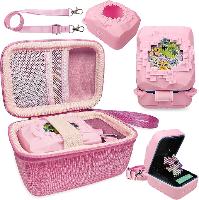 JCHPINE Hard Carrying Case and Silicone Cover for Bitzee Magicals Interactive Digital Pet, Accessories Case for Bitzee Magicals Virtual Electronic Pets (Pink)