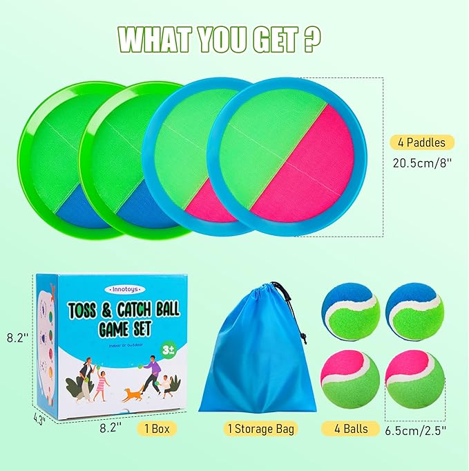 Toss and Catch Ball Game - Ideal Outdoor Beach, Pool & Yard Toy for Toddlers and Kids Ages 4, 5, 6, 7, 8+, Perfect for Boys Girls - Great Birthday Gift & Stocking Stuffers
