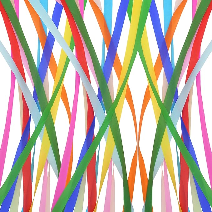 12 Rolls Crepe Paper Streamers - 12 Colors, Colorful Birthday Streamers for Birthday, Wedding, Baby Shower, Ocean, Rainbow, Bachelorette Party Decorations