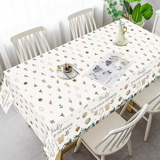 Table Cover Party Decoration - 3Pcs Winter Sweater Balloon Disposable Plastic Table Cloth Birthday Party Favors Classroom Happy New Year Decorations Supplies Banner Kids Santa Claus Snowman