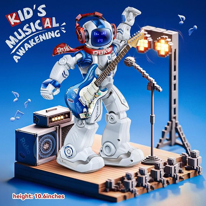 Ruko 6088 Programmable Robot with Gesture Cotrol, Remote Control & APP Control, Rechargeable Robots Toys for Boys and Girls, Interactive LED Faces, Q&A Games, Gift for Kids 3–6, Blue