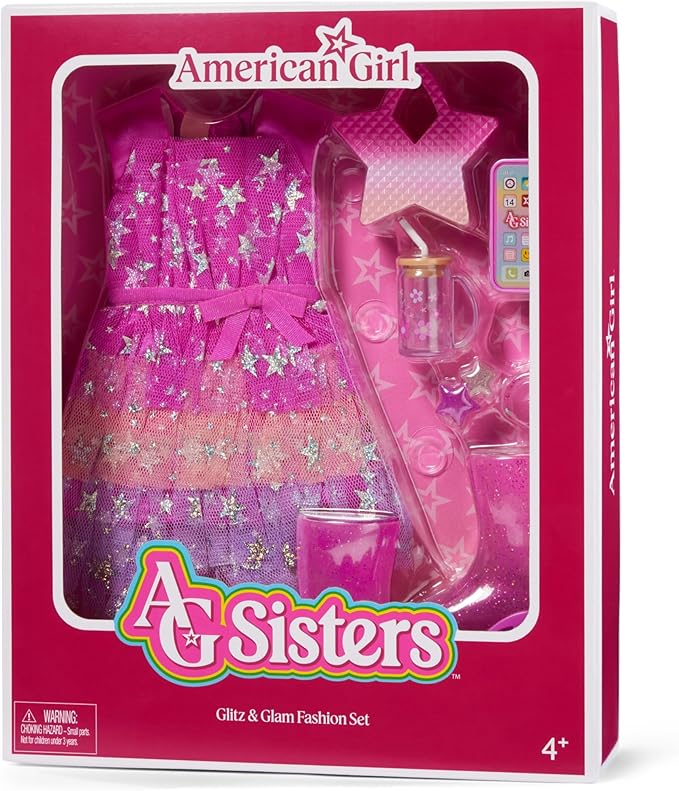 American Girl, AG Sisters Glitz & Glam Fashion Set, Doll Clothes, for 14.5-inch Dolls, 7 pcs, for Ages 4+