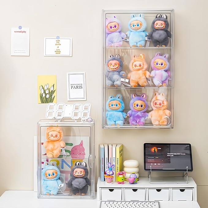 Wall Mountable 6-Tier Acrylic Display Case - Slim 14cm Depth for 100+ Mini Figures, Magnetic Door & Removable Shelves for Bobbleheads, Stackable Dust-Proof Cabinet (Extra Large(14.17*5.5*23.6in))
