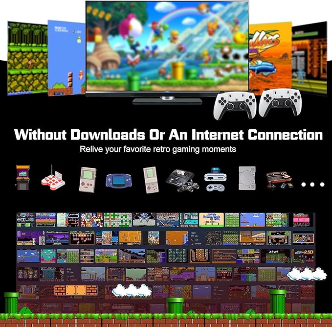 New Retro Game Console, Classic Video Games with 4K HDMI, 20,000+ Games and 23 Emulators, Upgraded Dual 2.4G Wireless Controllers for Game Console