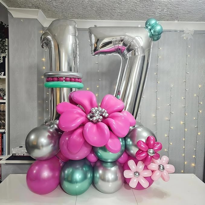 40 Inch Number 60 Balloons, Giant Silver Number 6 & 0 Helium Foil Balloon for Girls 60th Birthday Decor, Self Inflating Mylar 60 Balloon Numbers for Man Women Anniversary Party Decorations Supplies
