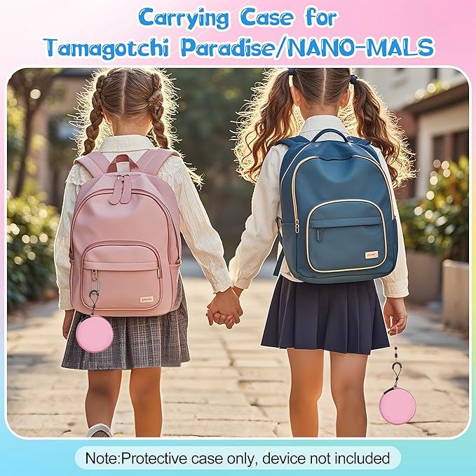 Carrying Case for Tamagotchi Paradise/Nano-MALS, Hard EVA Portable Storage Protector Cover with Lanyard & Carabiner for Kids, Case Only (Pink)