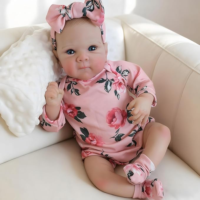 Realistic Reborn Baby Dolls-18 Inch Real Life Baby Dolls Girl Lifelike Baby Doll with Accessories for 3+ Years Old (Red)