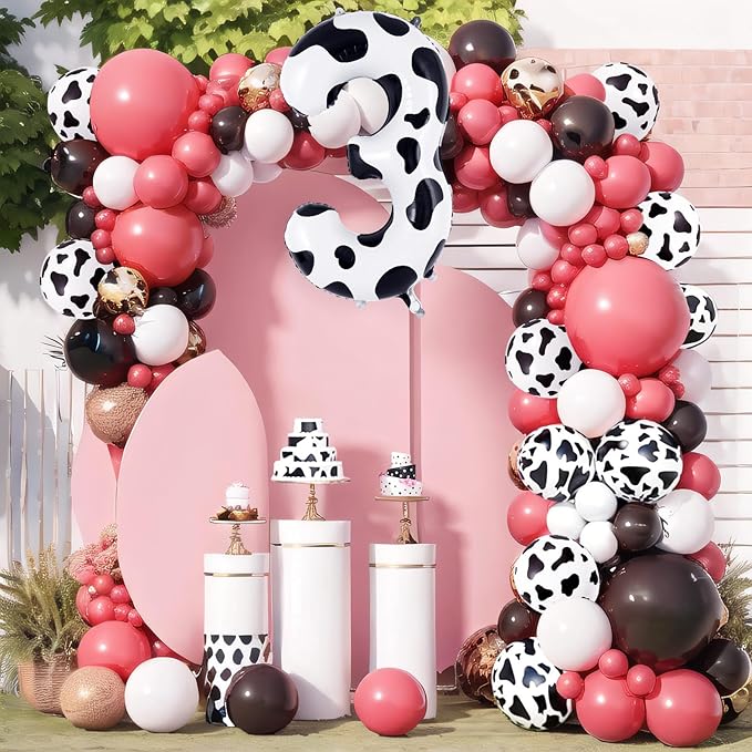 Cow Print Number 3 Balloon, Large 40 Inch Cow Number Birthday Balloons, Foil Mylar Number 3 Balloons for 3 Year Old Birthday Party Decorations Supplies Animal Farm Cowboy Cowgirl Themed Party