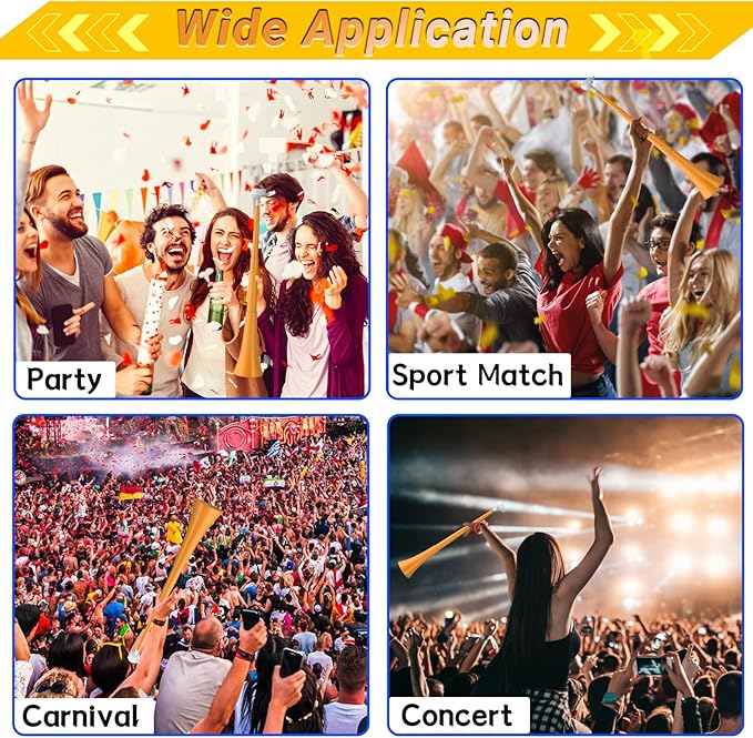 Collapsible Stadium Horn 24 Inch Vuvuzela Plastic Trumpet Blow Horns Noisemakers Loud Sound Soccer Cheer Horn for Sporting Events Graduation Games School Party Supplies Favors Accessories