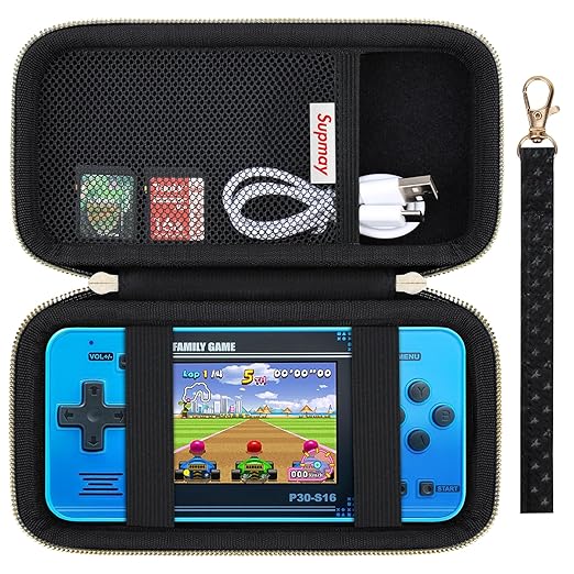 Supmay Carrying Case Compatible with WELLST·G/ for GuaiyeyeAP Handheld Game for Kids -Preloaded 220 Retro Video Games, Portable Gaming Player Storage Holder Travel Bag with Mesh Pocket, Black(Cube)