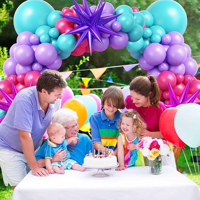 Hot Pink and Teal Blue Balloon Arch Garland Kit, Purple Rose Red Teal Blue Hot Pink Turquoise Party Balloons for Birthday Baby Shower Wedding Anniversary Party Decorations Supplies