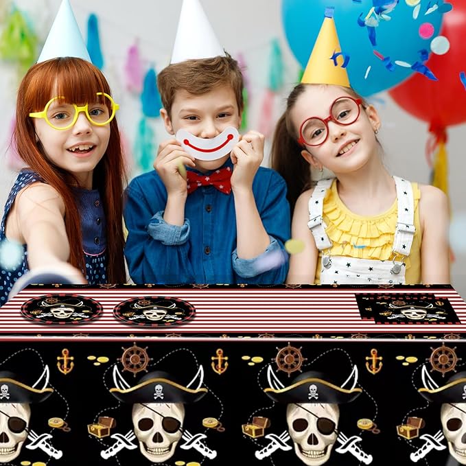 41pcs Pirate Tableware Set Includes 20 Plates, 20 Npkins and 1 Tablecloth, Pirate Ship Theme Party Supplies Decorations Pirate Dinnerware for Adult Teens Kids Table Decor, 20 Guests