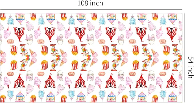 Circus Carnival Theme Party Tablecloth Decorations - Disposable Circus Party Decorations Tablecover, Carnival Table Cloth Circus Theme Table Decorations - 4 Pack (54in x 108in)