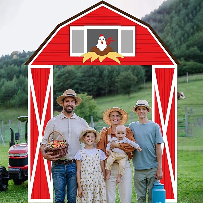 CHUNNIN Farm Animal Party Porch Banner - Farm Themed Party Door Decoration - Barn Door Banner Hanging Supplies - Barnyard Awning Backdrop for Animal Birthday Photo Booth Props