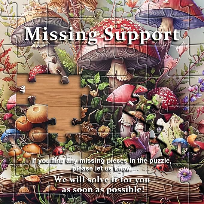 Mushroom Jigsaw Puzzle 1000 Pieces, Magic Book Plant Flower Puzzles Vintage, Challenging for Adults