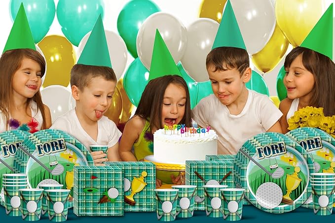 Golf Sports Birthday Party Supplies Set Plates Napkins Cups Tableware Kit for 16