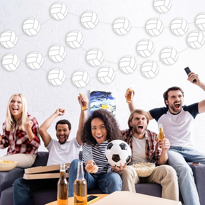 Duraaamo 8 Pack Volleyball Party Banner Decorations Sport Birthday Paper Hanging Cutouts for Sportball Theme Birthday Baby Shower Party Celebrations Supplies Decoration(Volleyball)