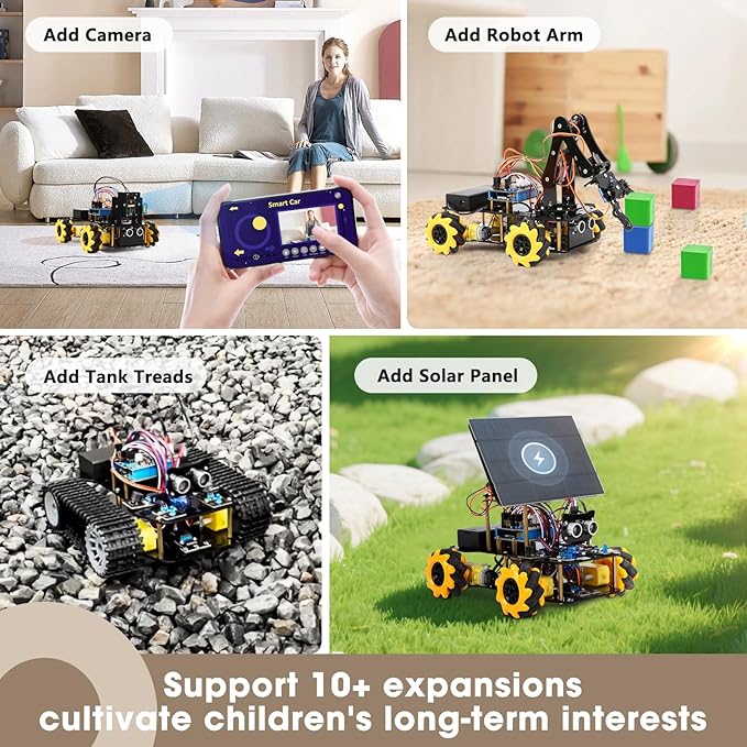 Robotics for Kids Ages 8-12, ACEBOTT Smart Robot Arm Car Kit with 5DOF, STEM Toys for Boys Age 8-12, ESP32 Arduino/Python Coding, App & Remote Control, STEM Gift for Teens & Adults