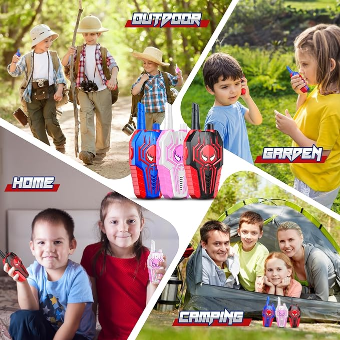 Rechargeable Walkie Talkies for Kids: 3 Pack Kids Walkie Talkies Toys for 3 4 5 6 7 8 9 10 Year Old Girls Boys Family Camping Outdoor Toys 2 Way Radio Boy Girl Stocking Stuffers Gift