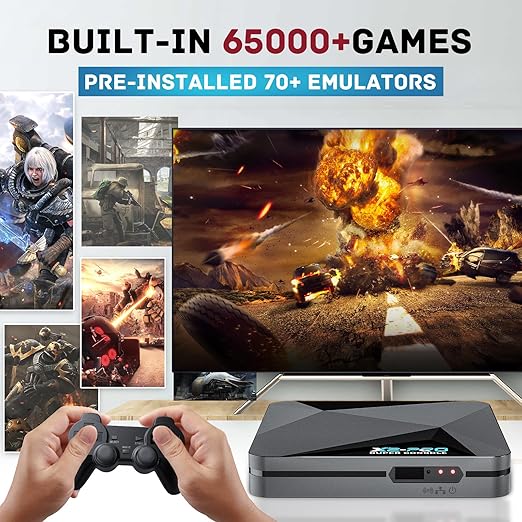 Kinhank Retro Game Console Super Console X2 Pro Built-in 65000+ Games, Video Game Console Android 9.0/Emuelec 4.6, S905X2 Chip, 4K UHD Output,2.4G/5G, BT 5.0